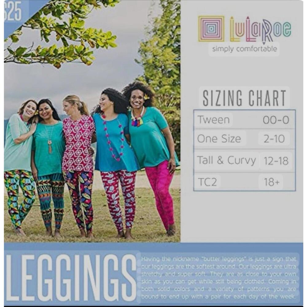 LuLaRoe Leggings Tall & Curvy TC Floral Purple Green Blue Black High Rise NWOT - Picture 7 of 7